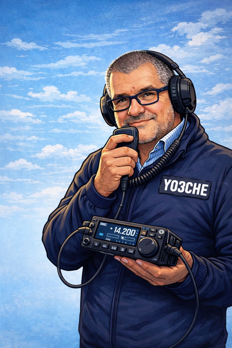 YO3CHE with headphones and radio